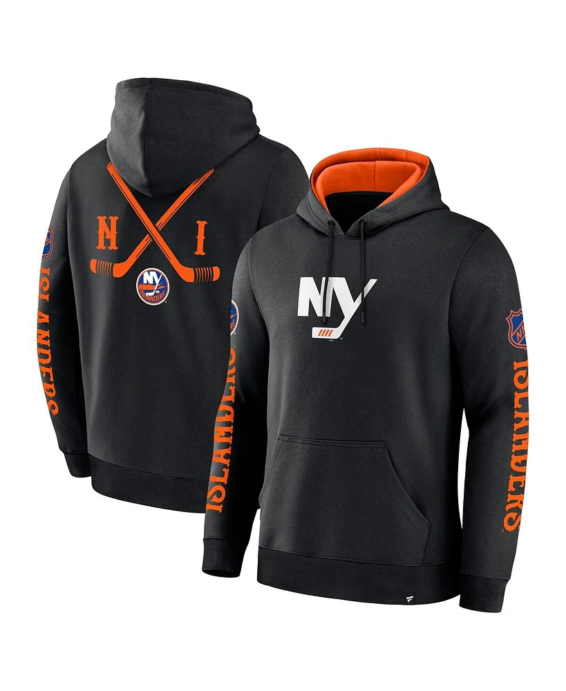 Fanatics Men's Black New York Islanders Big City Legacy Fleece Pullover Hoodie
