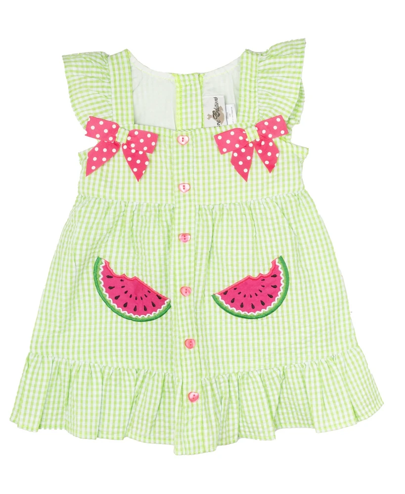 Rare Editions Baby Girls Watermelon Seersucker Dress