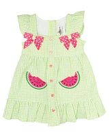 Rare Editions Baby Girls Watermelon Seersucker Dress