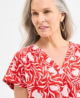 Style & Co Plus Printed V-Neck Top, Exclusively at Macy's