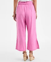 Style & Co Petite Cotton Embroidered Pull-On Gauze Pants, Exclusively at Macy's