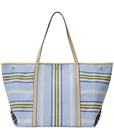 Lauren Ralph Lauren Striped Twill Extra-Large Emerie Tote