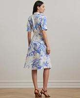 Lauren Ralph Women's Paisley Tie-Front Linen Shirtdress