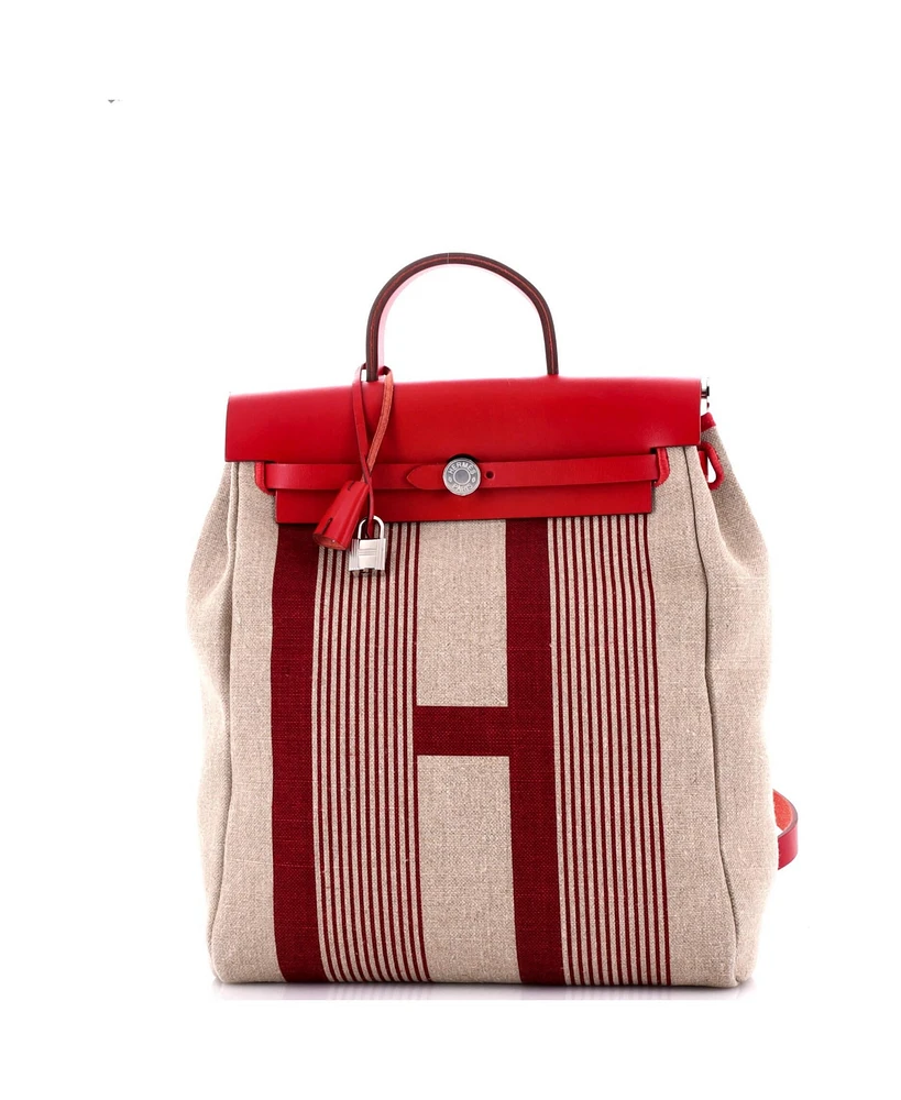 Pre-Owned Hermes Herbag A Dos Zip Backpack H Vibration Toile and Leather