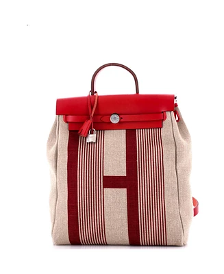 Pre-Owned Hermes Herbag A Dos Zip Backpack H Vibration Toile and Leather