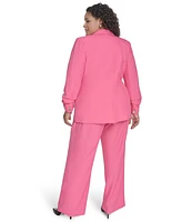 Calvin Klein Plus One-Button Ruched-Sleeve Jacket