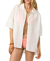 O'Neill Women's Olivia Cotton Eyelet-Embroidered Cover-Up Shirt