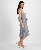 Kingston Grey Juniors' Gingham Tie-Back Midi Dress