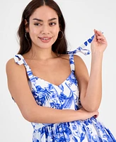Sam Edelman Women's Floral Tie-Strap Corset Maxi Dress