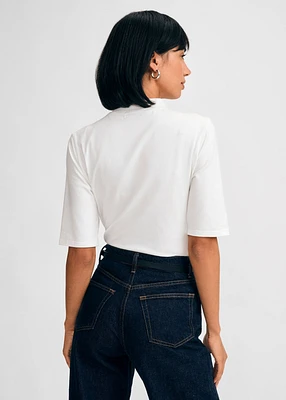 Isaac Mizrahi Women's Mock Neck Elbow Tee