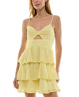 Trixxi Juniors' Keyhole-Front Tiered Sleeveless Mini Dress