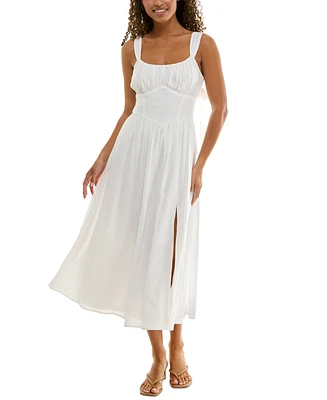 Trixxi Juniors' Emma Drop-Waist Bow-Back Sleeveless Midi Dress