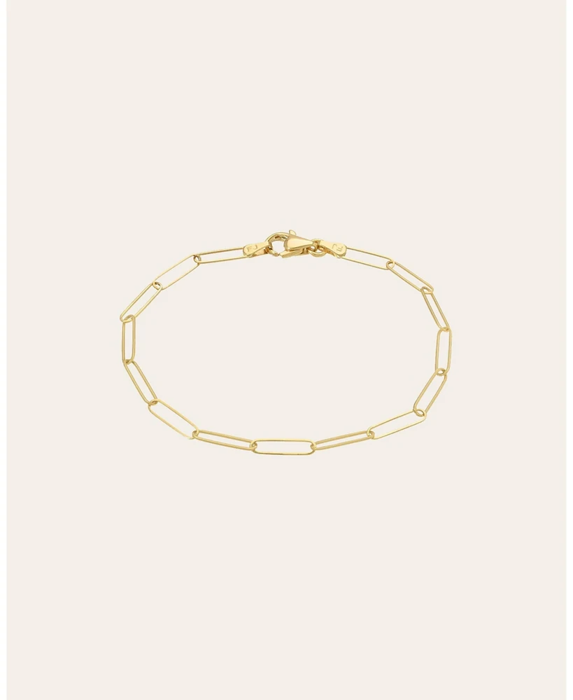 14k Gold Paper Clip Chain Bracelet