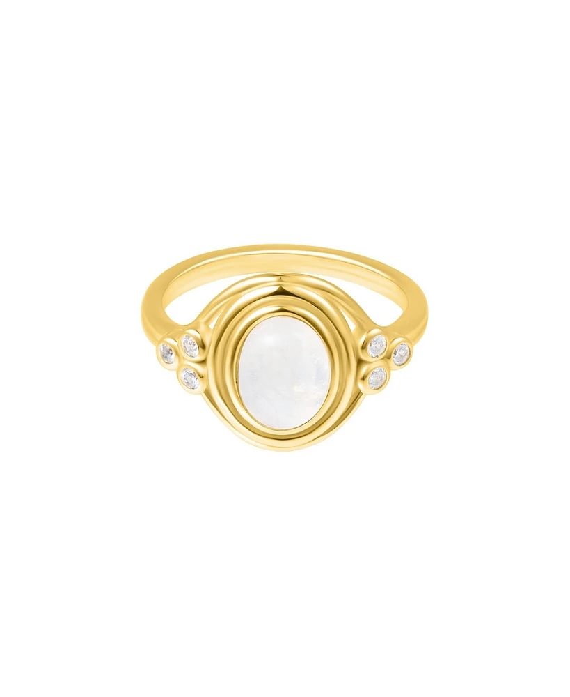 Adornia Fine Moonstone Ring with Side Stones 14k gold vermeil