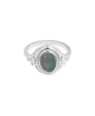 Adornia Fine Labradorite Ring with Side Stones .925 sterling silver