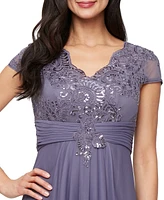 Alex Evenings Women's Embellished Short-Sleeve Gown