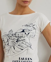 Lauren Ralph Women's Cotton-Blend Jersey Graphic Tee