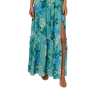 Adrianna Papell Women's Printed Ruffle-Tiered Chiffon Gown