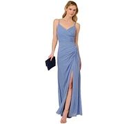 Adrianna Papell Women's V-Neck Sleeveless Draped Gown