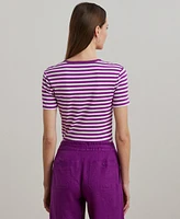 Lauren Ralph Women's Striped Stretch Cotton Crewneck Tee