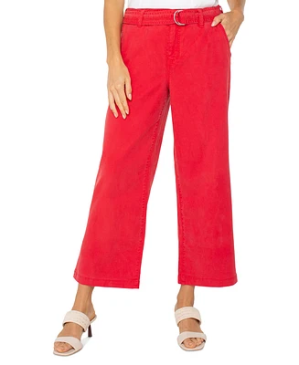 Liverpool Los Angeles Petite Cropped Belted Wide-Leg Pants
