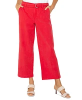 Liverpool Los Angeles Petite Cropped Belted Wide-Leg Pants