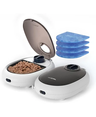 Automatic Cat Feeder,48-Hour Timer Cat Bowl with Ice Gel Pack Refrigeration Function,Perfect for Puppies and Kittens in Yogurt,Can,and Wet Food Feedin