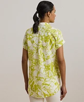 Lauren Ralph Women's Relaxed-Fit Floral Linen Short-Sleeve Shirt