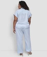 Dkny Plus Reverse Satin Button-Front Shirt