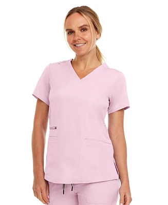 Medichic Plus Ruth 3-Pocket Multi Stitch V-Neck Scrub Top, Pewter, 3X Large