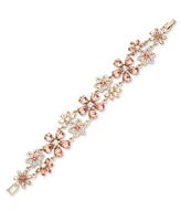 Givenchy Gold-Tone Crystal & Stone Flower Double-Row Flex Bracelet