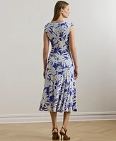 Lauren Ralph Women's Palm-Frond-Print Stretch Jersey Dress