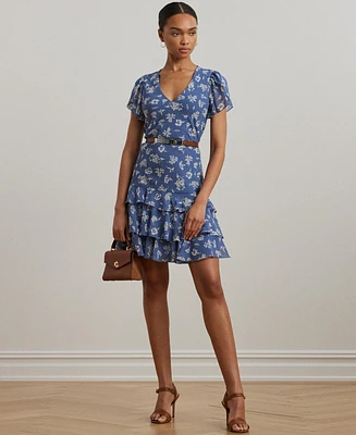 Lauren Ralph Women's Floral Georgette Drop-Waist Dress
