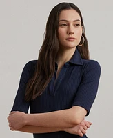 Lauren Ralph Lauren Women's Rib-Knit Elbow-Sleeve Polo Dress