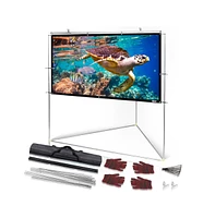 Pyle Outdoor Projector Screen – 100" Portable Viewing Display with Frame Stand, Hd 16:9 Display