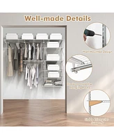 Adjustable Closet Organizer Kit with Shelves and Hanging Rods for 4 to 6 Feet