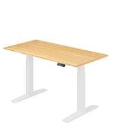 Flexispot E7-commercial 55 W Electric Adjustable Standing Desk, Bamboo Top, White Base