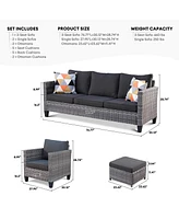 Xizzi 5 Piece Patio Furniture, Outdoor Furniture Sets, Modern Wicker Sectional and 2 Pillows, All Weather Garden Sofa, Backyard,
