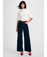 Isaac Mizrahi Women's Mock Neck Elbow Tee