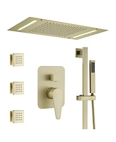 Casainc Led Light Pressure-balanced Valve Included All-In-One Kit With Rough In-Valve Thermostatic Shower System Body Jets
