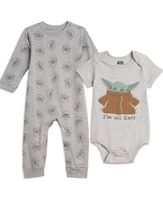 The Mandalorian Baby Boys Star Wars Yoda Snap Coverall and Bodysuit