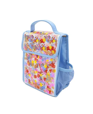 Packed Party Little Letters Confetti Lunch Bag, Blue, 10.5in x 8.5in x 4.5in