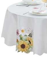 Elrene Sunflower and Daisies Cutwork Tablecloth