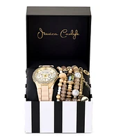 Jessica Carlyle Women's Matte Beige Silicone Strap Analog Watch, 35mm