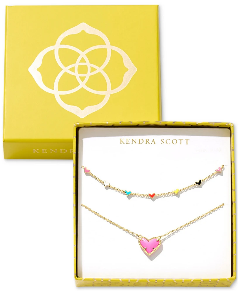 Kendra Scott 2-Pc. Set Pave Heart 19" Necklaces