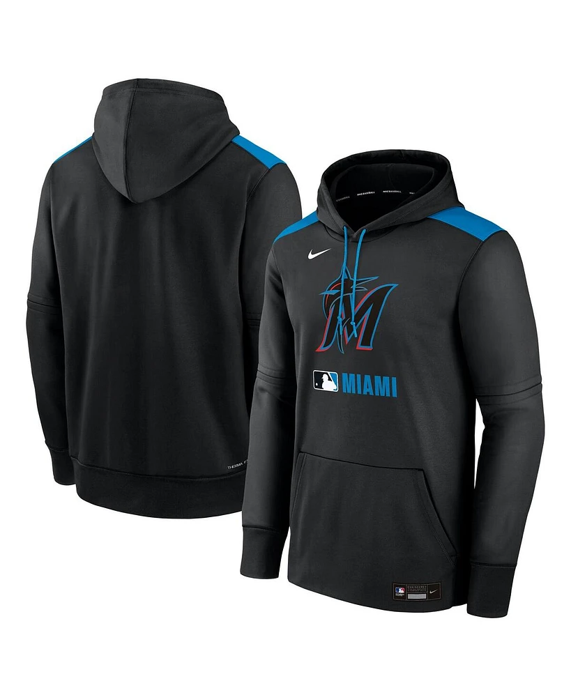 Nike Men's Black Miami Marlins Authentic Collection Performance Pullover Hoodie