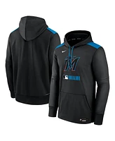Nike Men's Black Miami Marlins Authentic Collection Performance Pullover Hoodie