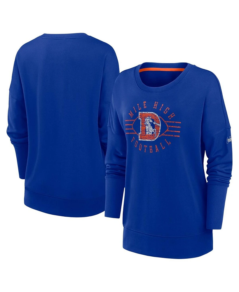 Nike Women's Royal Denver Broncos Rewind Playback Icon Performance Pullover Sweatshirt