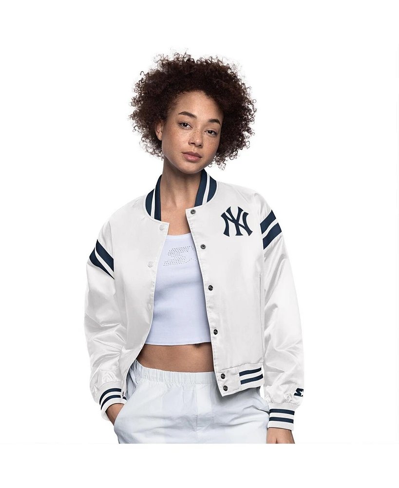Starter Women's White New York Yankees Full Count Full-Snap Varsity Jacket