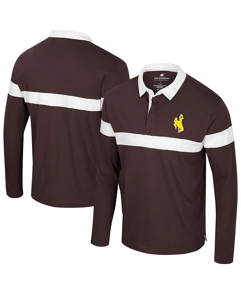 Colosseum Men's Brown Wyoming Cowboys Too Cool For School Long Sleeve Polo Shirt